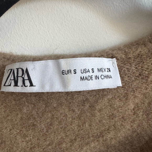 Zara Brown Cropped Button-Front Fuzzy Cardigan - Picture 4 of 6